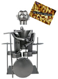 BRUBAKER Wine Bottle Holder 'Drummer' - Table Top Metal Sculpture