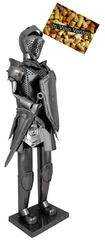 BRUBAKER Wine Bottle Holder 'Knight with Sword' - Table Top Metal Sculpture