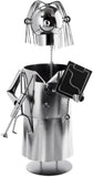 BRUBAKER Wine Bottle Holder Female Doctor - Metal Sculpture Bottle Stand - 7.9 inches - Wine Gift for Patients Female Specialist Medical Students for Study - with Greeting Card