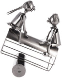 BRUBAKER Bottle Holder Couple on a Seesaw - Metal Rocker with Bottle Stand - with Greeting Card