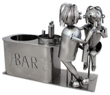 BRUBAKER Wine Bottle Holder 'Couple in Bar' - Table Top Metal Sculpture