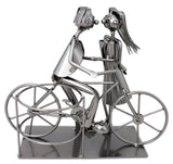 BRUBAKER Wine Bottle Holder 'Couple on Bike' - Table Top Metal Sculpture