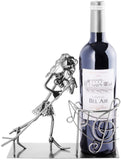 BRUBAKER Wine Bottle Holder Singer - Metal Sculpture Bottle Stand - 7.5 Inches - Wine Gift for Musicians and Music Fans - with Greeting Card