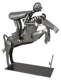 BRUBAKER Wine Bottle Holder 'Horse Riding' - Table Top Metal Sculpture