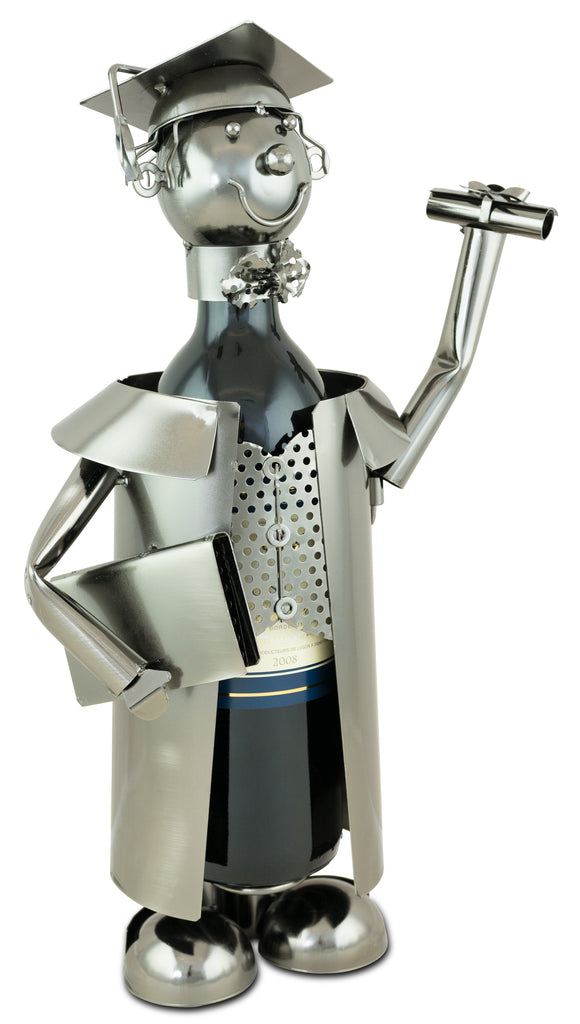 BRUBAKER Wine Bottle Holder 'Graduation' - Table Top Metal Sculpture