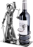 BRUBAKER Wine Bottle Holder Lady Justice with Snake - Metal Sculpture Bottle Stand - Metal Figure Wine Gift for Lawyer, Judge, Law Firm - with Greeting Card