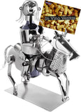 BRUBAKER Wine Bottle Holder Rider - Metal Sculpture Bottle Stand - 16.9 inches Metal Figure Wine Gift for Horse and Equestrian Fans with Greeting Card