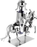 BRUBAKER Wine Bottle Holder Rider - Metal Sculpture Bottle Stand - 16.9 inches Metal Figure Wine Gift for Horse and Equestrian Fans with Greeting Card