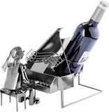 BRUBAKER Wine Bottle Holder Pianist Piano Player with Piano - Metal Sculpture Bottle Stand - 8.7 Inches - Wine Gift for Piano Fans - with Greeting Card