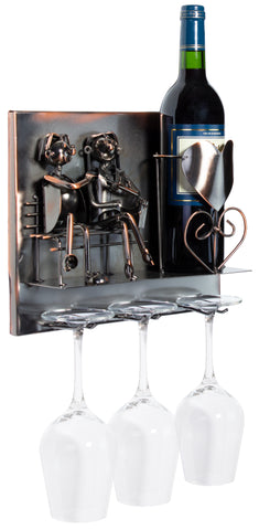 Wall mounted wine best sale bottle and glass holder
