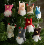 BRUBAKER 8-Piece Set Wooden and Knitted Christmas Gnomes - Tree Ornaments Pendants - 3.5 Inches - in Gift Box
