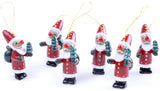 BRUBAKER 6-Pcs Santa Claus Pendant - Christmas Tree Hanging Ornaments Set - Wooden Christmas Tree Decorations - Hand Painted
