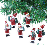 BRUBAKER 6-Pcs Santa Claus Pendant - Christmas Tree Hanging Ornaments Set - Wooden Christmas Tree Decorations - Hand Painted