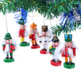 BRUBAKER 6-Pcs Nutcracker Pendant - Christmas Tree Hanging Ornaments Set - Wooden Christmas Tree Decorations - Hand Painted