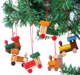 BRUBAKER 6-Pcs Locomotive Pendant - Christmas Tree Hanging Ornaments Set - Christmas Train - Wooden Christmas Tree Decorations