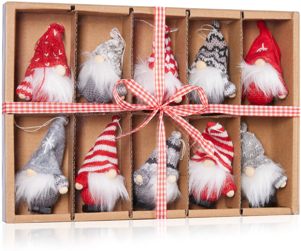 Christmas Ornaments Wooden Box Set 9pcs Gnomes Pendant Decor Party Supplies  Xmas Tree Navidad