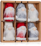BRUBAKER 6-Piece Set Christmas Gnomes Made of Wood and Knit - Tree Pendant Santa Claus Gnomes - 3.5 Inches Tree Decoration Christmas Gnome in Gift Box