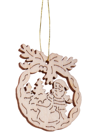BRUBAKER 24-Pcs. Christmas Pendant Set - Wooden Tree Ornaments 2.4 Inches -  Angels Bells Fir Tree - Deco Hanger Christmas - Christmas Tree Pendants