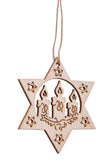BRUBAKER 24-Pcs. Christmas Pendant Set - Wooden Tree Decorations 2.4 Inches - Stars with Bells Candles and Nutcracker - Deco Hanger Christmas - Pendants Christmas Tree