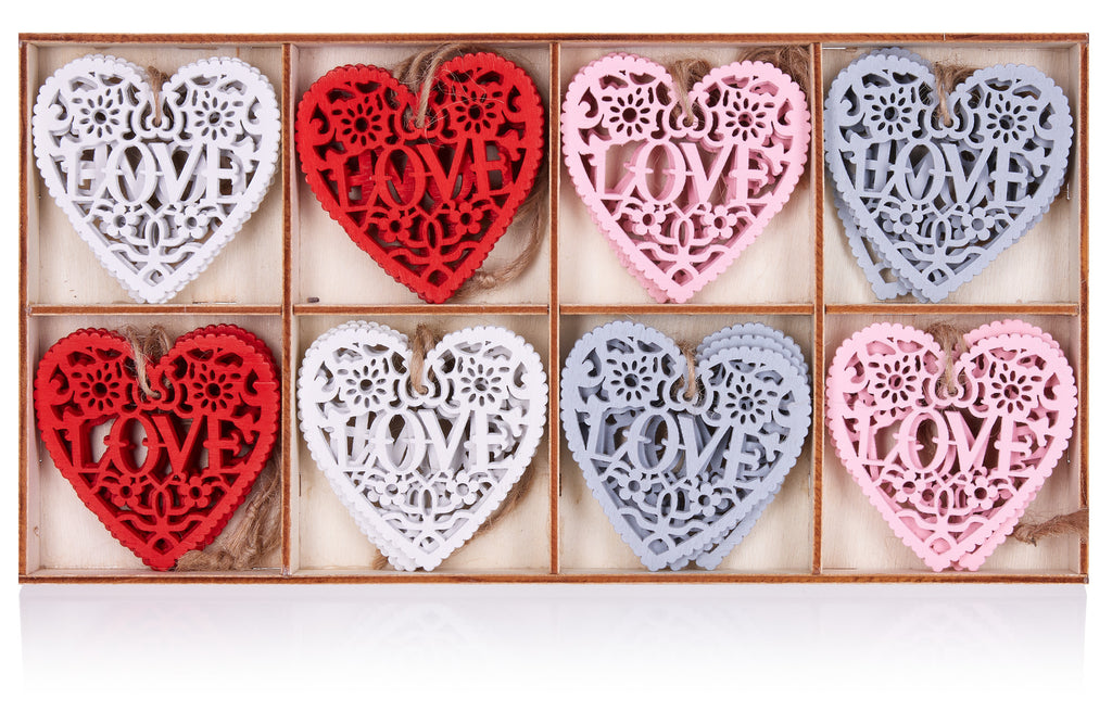 Handmade Wood Heart-Shaped Ornaments (Set of 4) - Simple Hearts