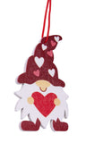 BRUBAKER 16-Pcs. Deco Pendants Love Dwarfs Set - Approx. 2.4 Inches - Heart Christmas Pendant Love - Wooden Tree Decorations for Valentine’s Day, Christmas or DIY Decorations - Red Pink