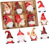 BRUBAKER 24-Piece Christmas Pendant Gnome Set - Wooden Tree Decorations 2.3 Inches - Funny Gnomes with Christmas Hats and Gifts - Wooden Christmas Pendants - Christmas Tree Decorations