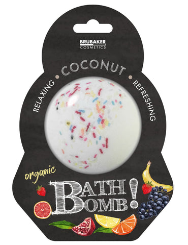 BRUBAKER Huge Handmade Fizzing Bath Bomb "Coconut" - Bath Fizzer - All Natural, Vegan, Organic Ingredients