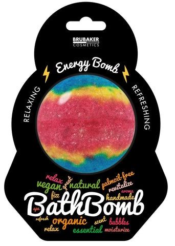 BRUBAKER Huge Handmade Fizzing Bath Bomb "Energy" - Bath Fizzer - All Natural, Vegan, Organic Ingredients