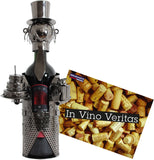 BRUBAKER Wine Bottle Holder "Happy Birthday" - Metal Sculpture - Wine Rack Decor - Tabletop - With Greeting Card