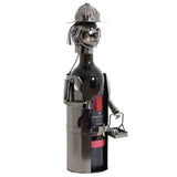 BRUBAKER Wine Bottle Holder "Plumber" - Metal Sculpture - Wine Rack Decor - Tabletop - With Greeting Card