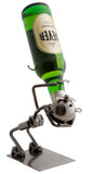 BRUBAKER Wine Bottle Holder "Drinker" - Metal Sculpture - Wine Rack Decor - Tabletop - With Greeting Card