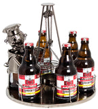 BRUBAKER Wine Bottle Holder "Barbecue Master with Swivel Barbecue" - Metal Sculpture - Wine Rack Decor - Tabletop - With Greeting Card