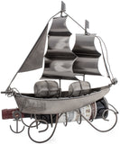BRUBAKER Wine Bottle Holder "Sailing Boat" - Metal Sculpture - Wine Rack Decor - Tabletop - With Greeting Card