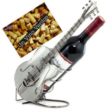 BRUBAKER Wine Bottle Holder "Guitar" - Metal Sculpture - Wine Rack Decor - Tabletop - With Greeting Card