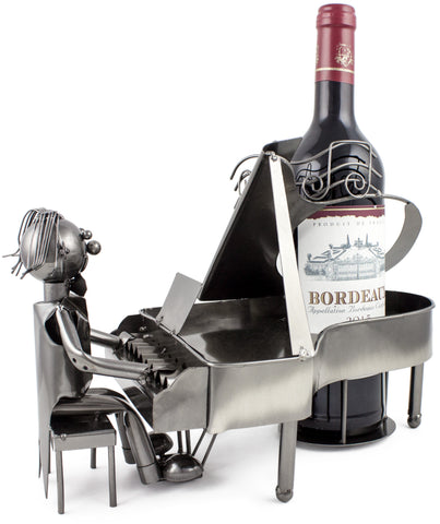 BRUBAKER Wijn Flessenhouder Pianist Pianist Pianospeler Metalen Sculptuur Met Cadeaukaart BRUBAKER Wijn Flessenhouder Pianist Pianist Pianospeler Metalen Sculptuur Met Cadeaukaart