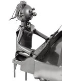 BRUBAKER Wine Bottle Holder 'Grand Piano' - Table Top Metal Sculpture - with Greeting Card