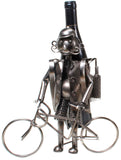 BRUBAKER Wine Bottle Holder "Cyclist" - Metal Sculpture - Wine Rack Decor - Tabletop - With Greeting Card