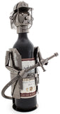 BRUBAKER Wine Bottle Holder "Fire Man" - Metal Sculpture - Wine Rack Decor - Tabletop - With Greeting Card