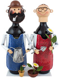 BRUBAKER Wine Bottle Holder "Gardener Couple" - Metal Sculpture - Wine Rack Decor - Tabletop - With Greeting Card