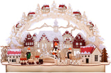 BRUBAKER 3D LED Candle Arch - Winter Landscape with Old Town - LED Lighting - Natural Wood - 17.1 x 10.6 x 4 Inches - Hand Painted