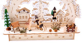 BRUBAKER 3D LED Candle Arch - Winter Landscape with Village - LED Lighting - Natural Wood 10.8 x 9.7 x 3.4 Inches - Hand Painted