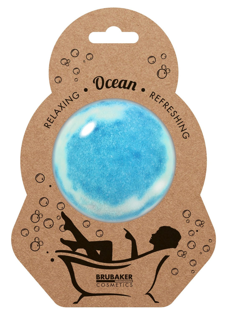 BRUBAKER Huge Handmade Fizzing Bath Bomb "Ocean" - Bath Fizzer - All Natural, Vegan, Organic Ingredients
