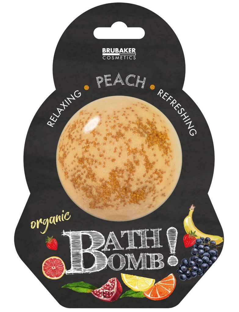BRUBAKER Huge Handmade Fizzing Bath Bomb "Peach" - Bath Fizzer - All Natural, Vegan, Organic Ingredients