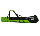 BRUBAKER Combo Ski Boot Bag and Ski Bag for 1 Pair of Ski, Poles, Boots, Helmet, Gear and Apparel - 170/190 cm - Green/Black