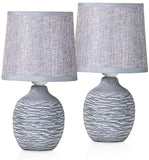 BRUBAKER Table or Bedside Lamps - Gray - Ceramic Base in Two-Tone Stone Finish - 10.6 Inches - Pack of 1 or 2