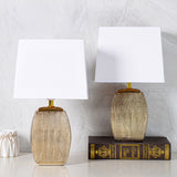 BRUBAKER Table or Bedside Lamps - Gold/White - Ceramic Base - 15 Inches - Pack of 1 or 2