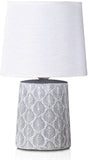 BRUBAKER Table or Bedside Lamps - White - Ceramic Base In Floral Design - 13 Inches - Pack of 1 or 2