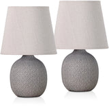 Set of 2 BRUBAKER Table or Bedside Lamps - Beige/Light Gray - Ceramic Base in Two Tone Matt Finish - 11.2 Inches