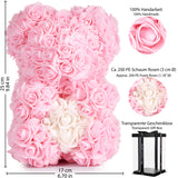 BRUBAKER Rose Bear 10 Inches - Flower Bear for Bridal Showers, Birthdays or Valentines Gift - Gift Box Included