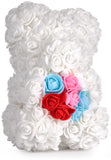 BRUBAKER Rose Bear 10 Inches - Flower Bear for Bridal Showers, Birthdays or Valentines Gift - Gift Box Included